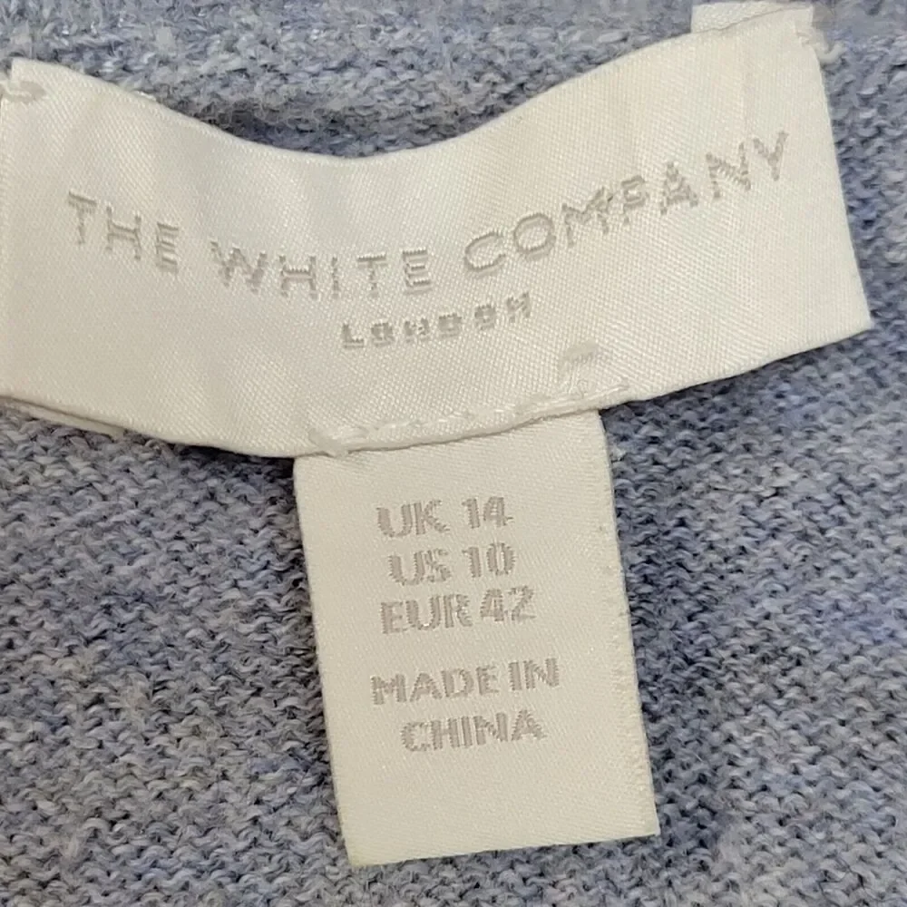 The White Company Merino Wool Cotton Colorblock Sweater Size 10 Medium Blue Gray